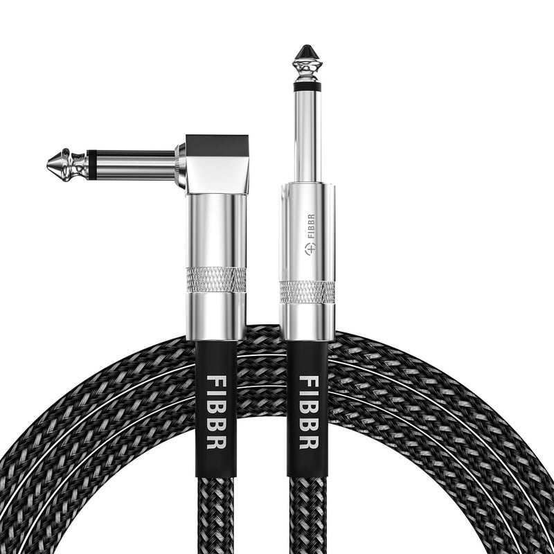 FIBBR Guitar Cable(10ft), Right Angle 1/4 Instrument Cable for Electric Bass Guitar, Electric Mandolin, Pro Audio - Image 1